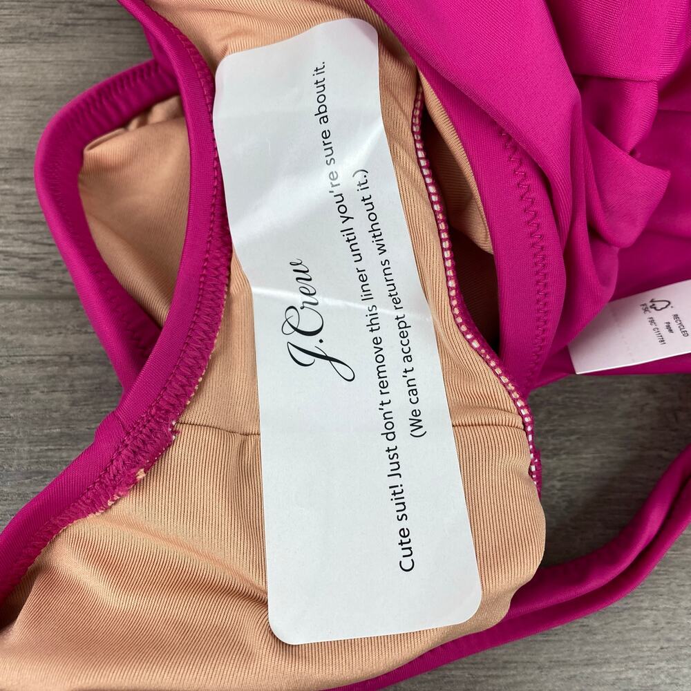 J.Crew Magenta Orchid Ruched V Neck One Piece Swimsuit Sz.8 NWT - Picture 10 of 11